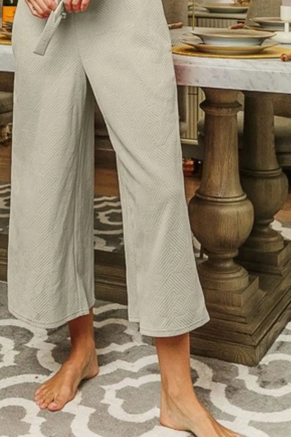 BiBi Textured Jacquard Jumpsuit with Side Pockets-Soul Flow Apparel