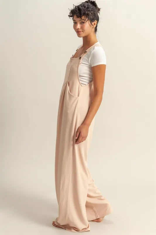 HYFVE Pleated Detail Front Pocket Wide Strap Overalls-Soul Flow Apparel