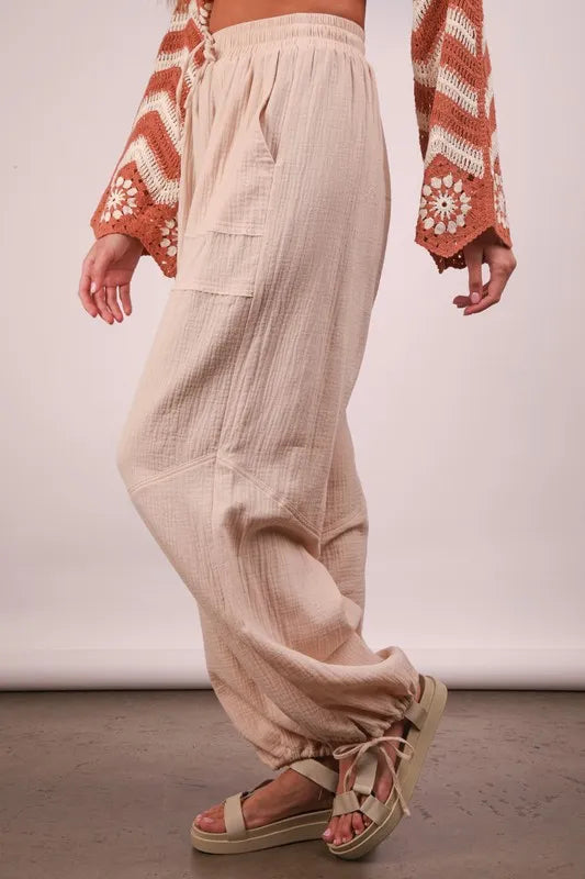 VERY J Wide Leg Gauze Solid Pants-Soul Flow Apparel