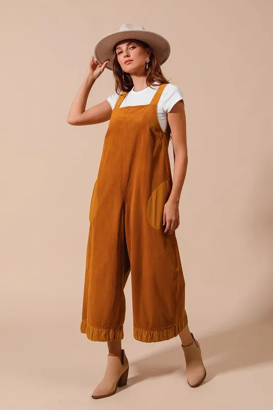 SO ME Corduroy Overalls Jumpsuit-Soul Flow Apparel