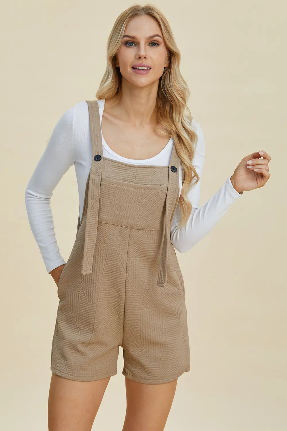 Double Take Full Size Texture Sleeveless Romper-Soul Flow Apparel