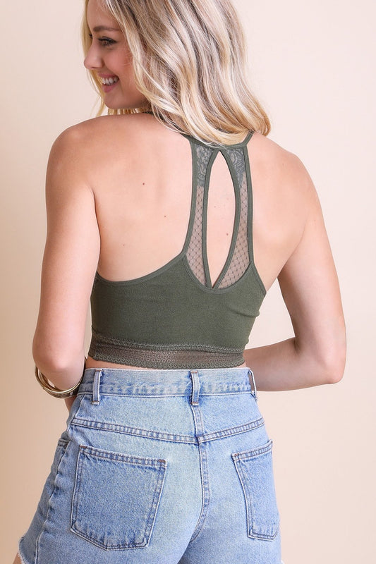 Seamless Polkadot Lace Trim Bralette-Soul Flow Apparel