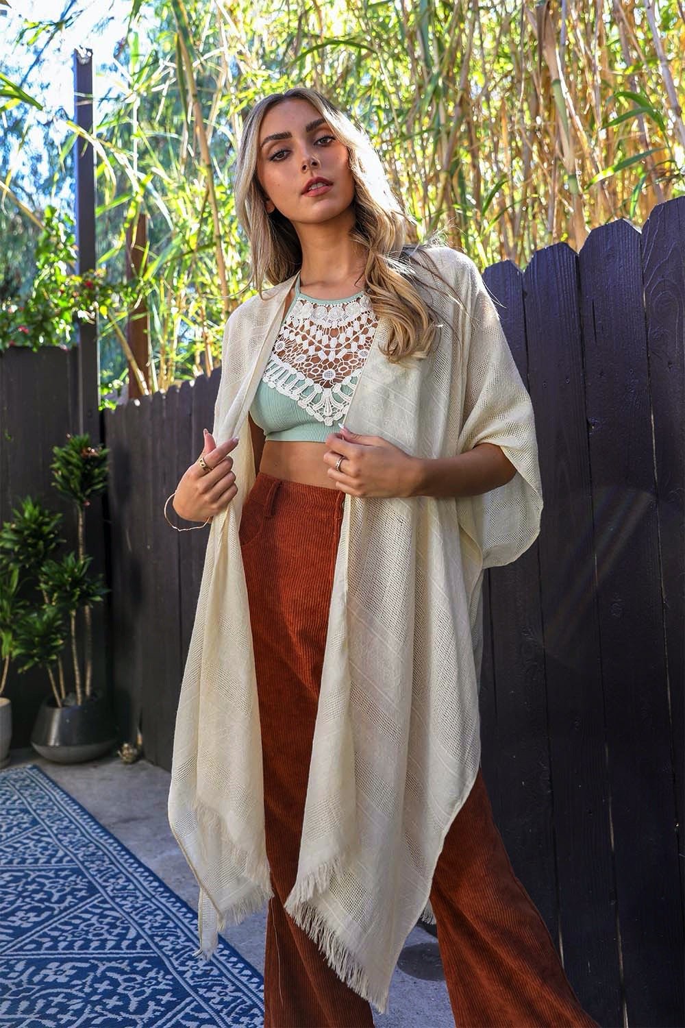 Diamond Embroidered Kimono-Soul Flow Apparel