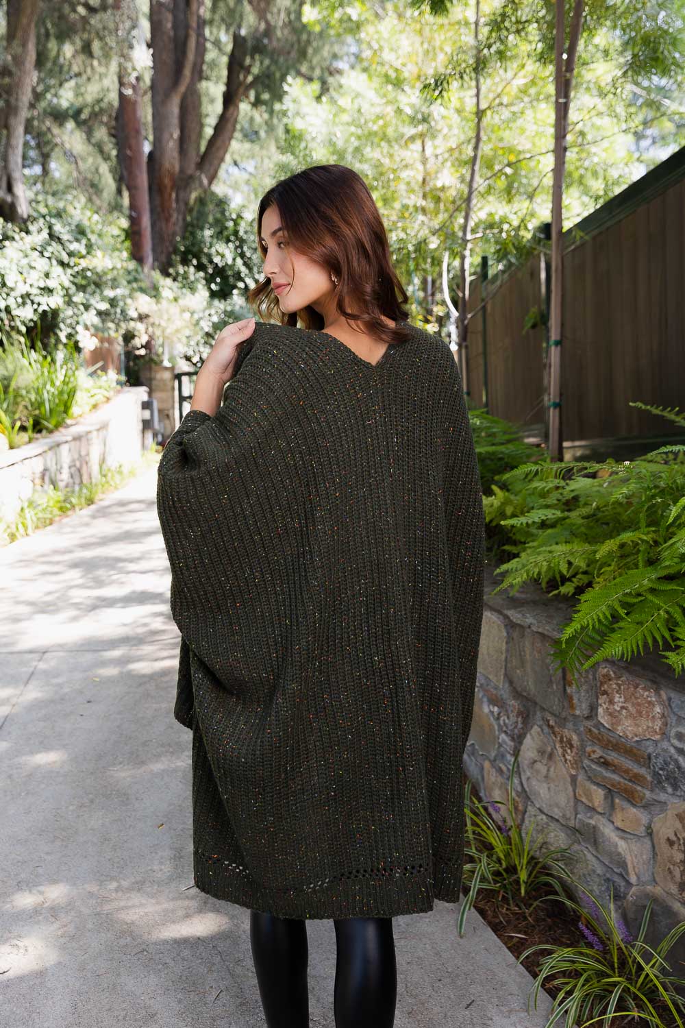 Snuggly Knit Haven Chunky Ribbed Pocket Ruana-Soul Flow Apparel