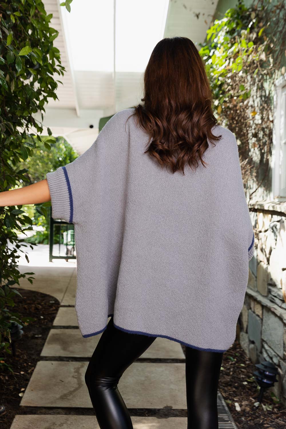 CozyCove Turtle Neck Poncho with Easy Sleeves-Soul Flow Apparel