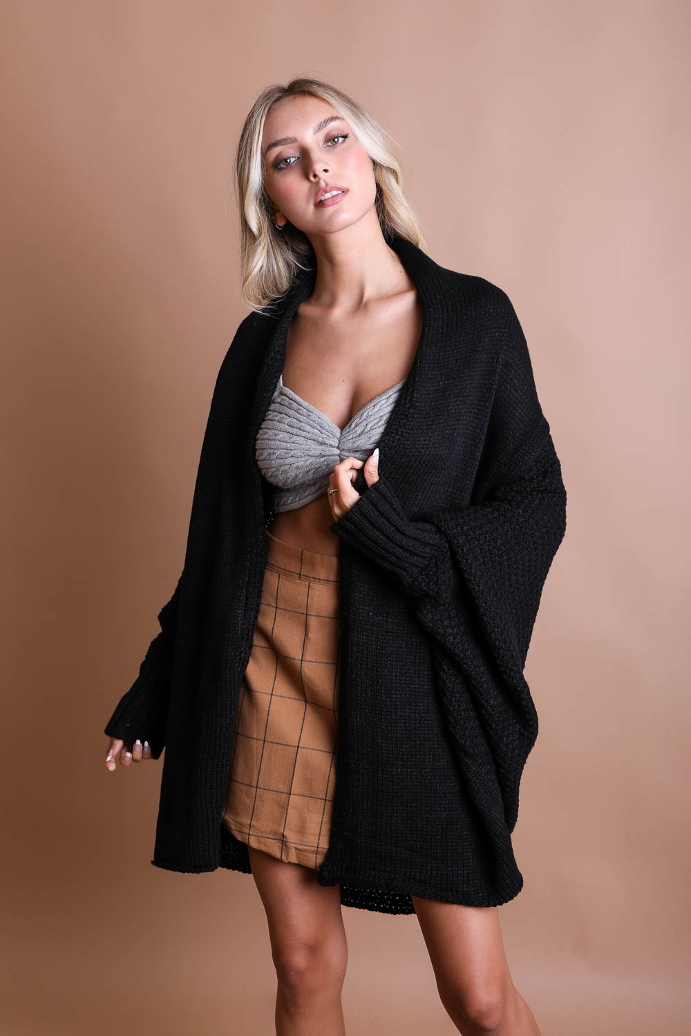 Cuddly Bat Sleeve Knit Cardigan-Soul Flow Apparel