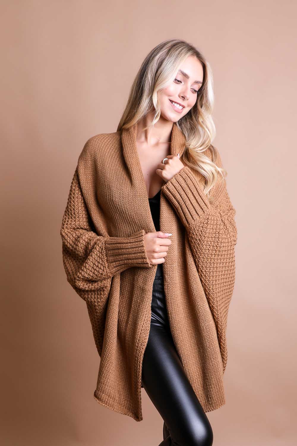 Cuddly Bat Sleeve Knit Cardigan-Soul Flow Apparel