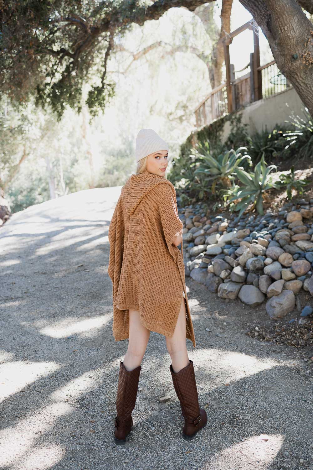 Cozy Soft Waffle Hooded Ruana-Soul Flow Apparel