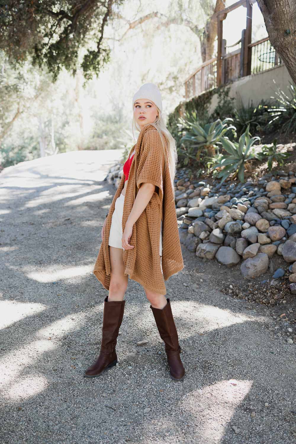 Cozy Soft Waffle Hooded Ruana-Soul Flow Apparel