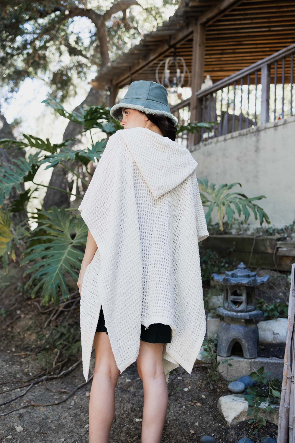 Cozy Soft Waffle Hooded Ruana-Soul Flow Apparel