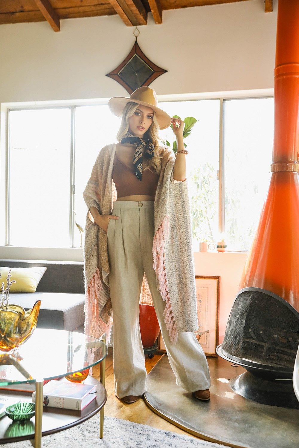 Stripe Bohemian Ruana Wrap-Soul Flow Apparel