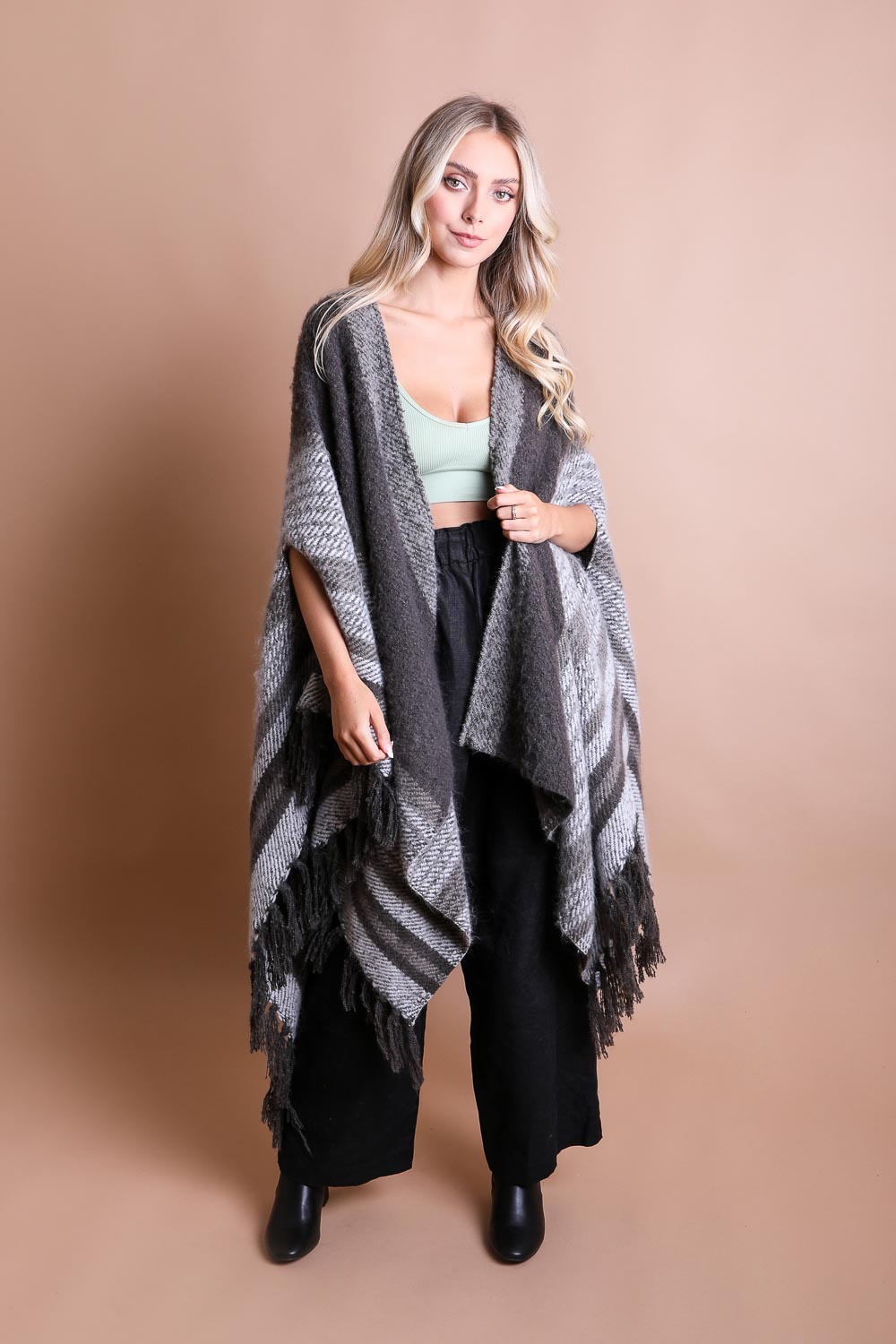 Stripe Bohemian Ruana Wrap-Soul Flow Apparel