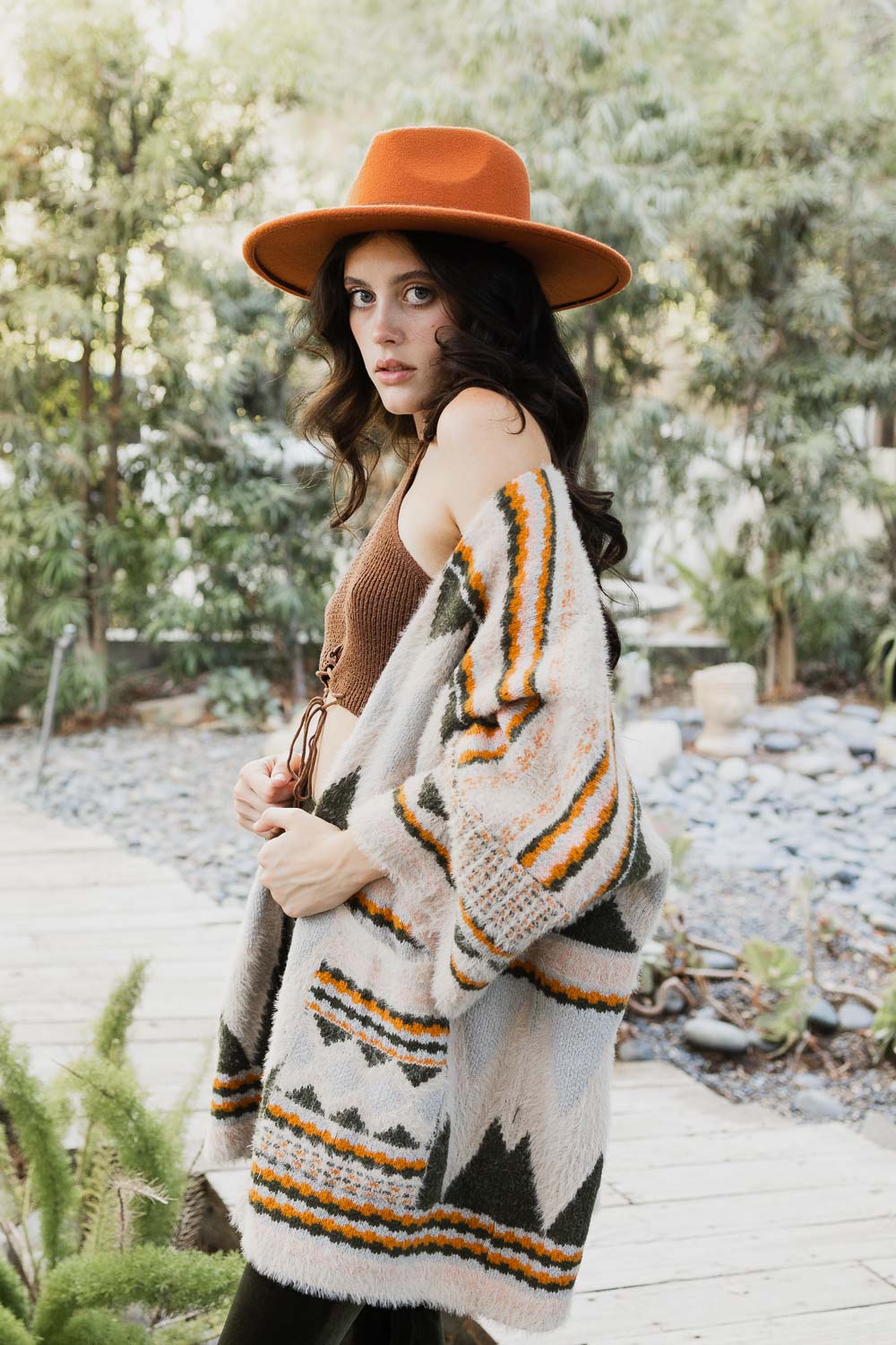 Faux Hair Aztec Pocket Ruana-Soul Flow Apparel