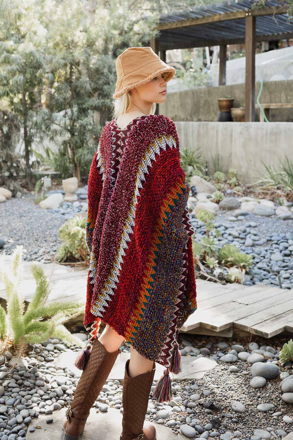 Cuddle Season Crochet Patterned Ruana-Soul Flow Apparel