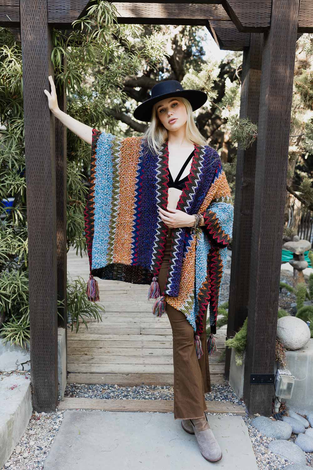 Cuddle Season Crochet Patterned Ruana-Soul Flow Apparel