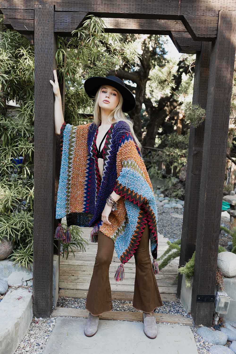 Cuddle Season Crochet Patterned Ruana-Soul Flow Apparel