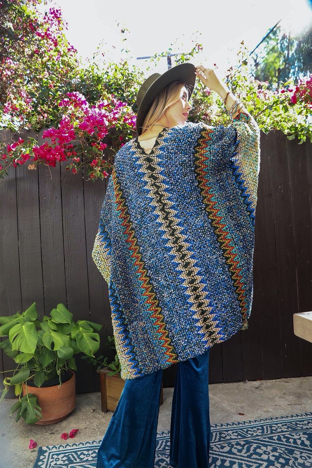 Cuddle Season Crochet Patterned Ruana-Soul Flow Apparel