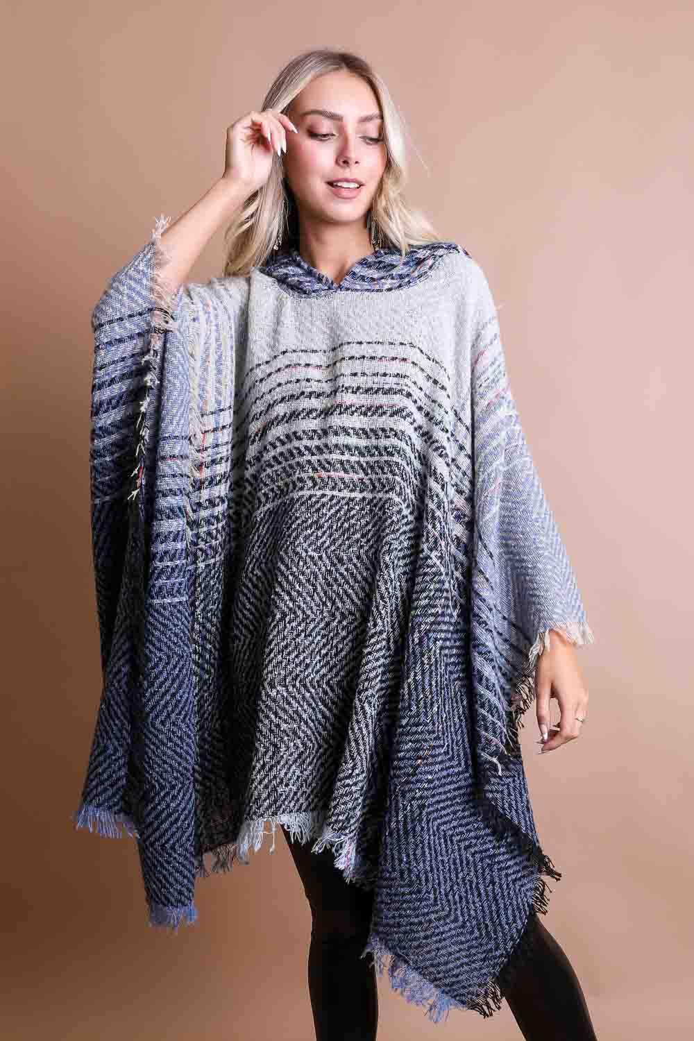 Herringbone Hooded Poncho-Soul Flow Apparel