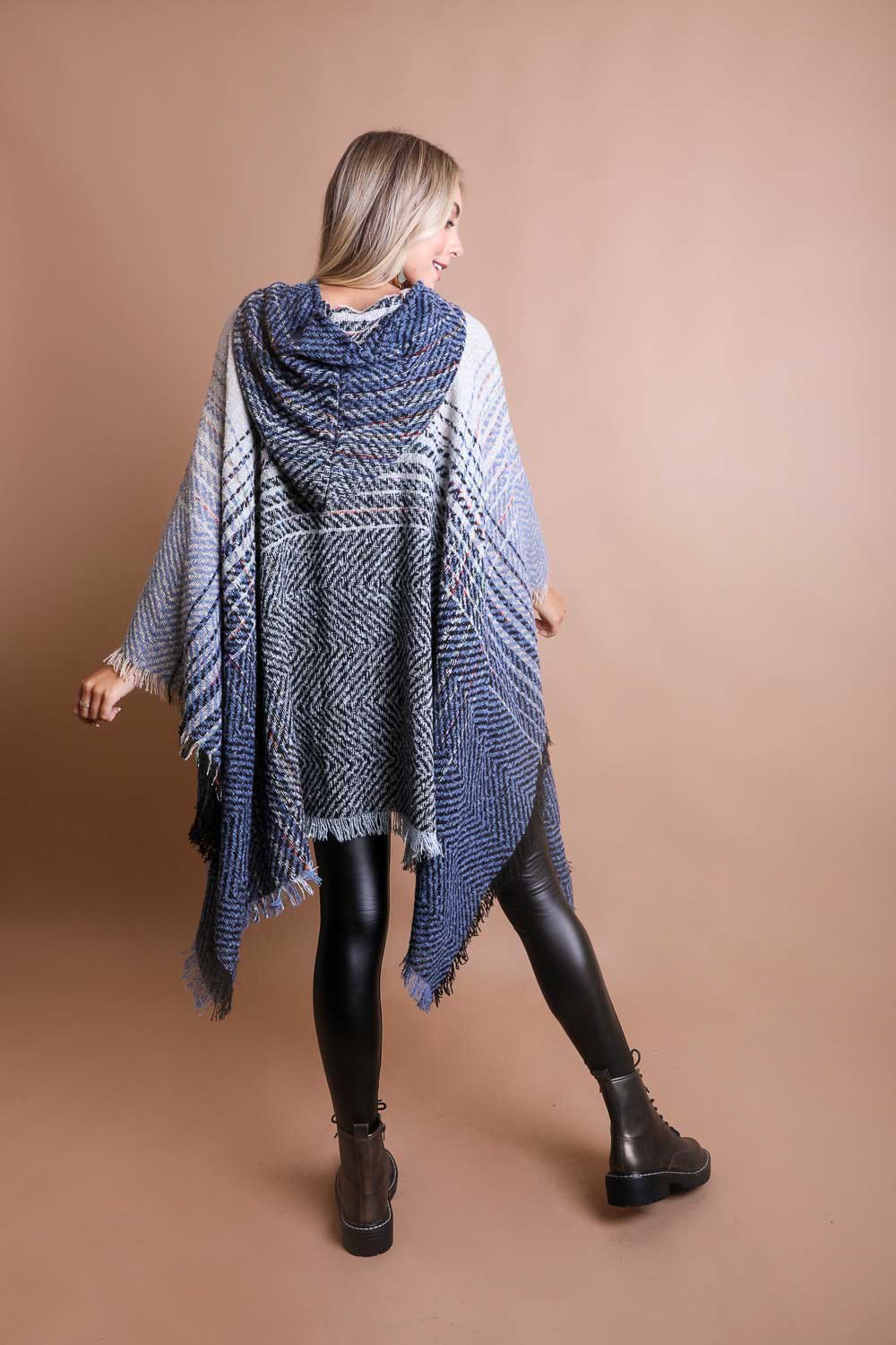 Herringbone Hooded Poncho-Soul Flow Apparel