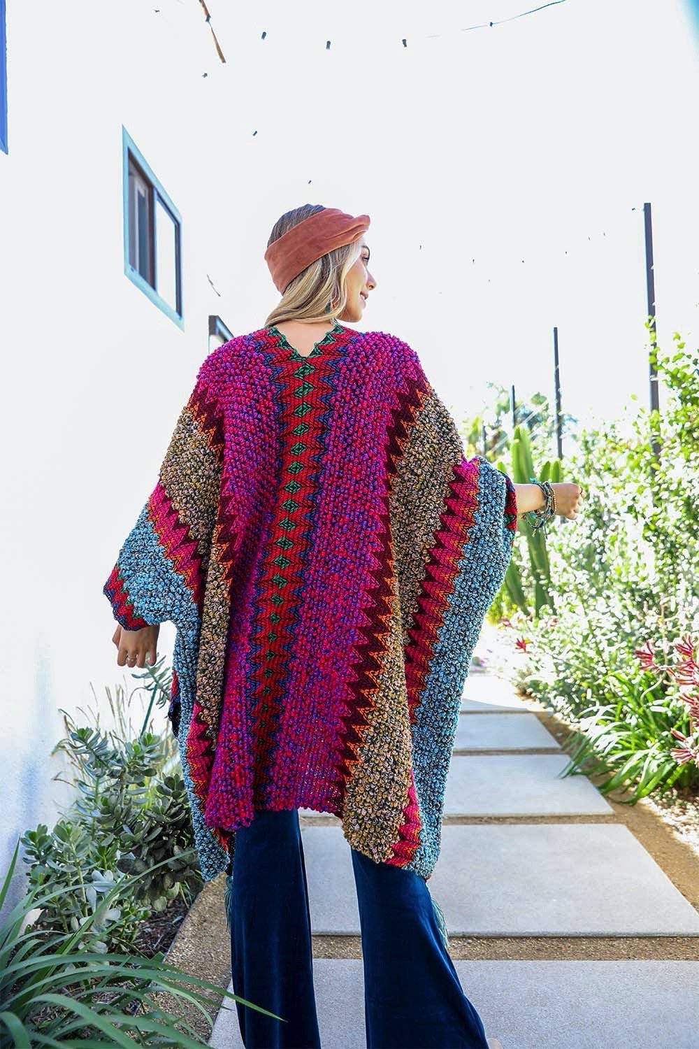 Cuddle Season Crochet Patterned Ruana-Soul Flow Apparel