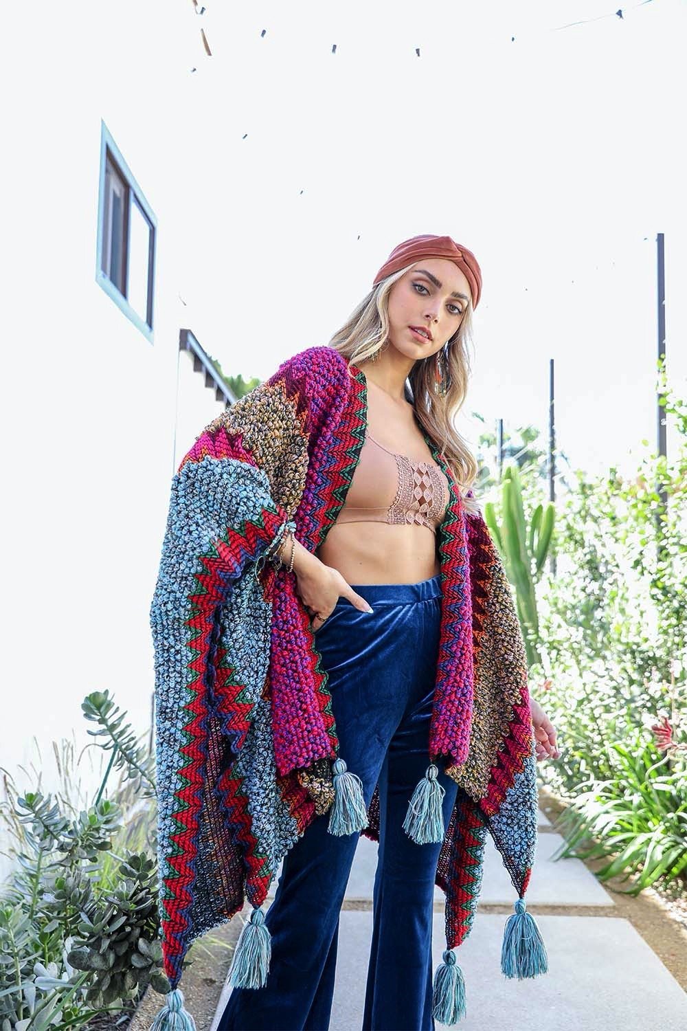 Cuddle Season Crochet Patterned Ruana-Soul Flow Apparel