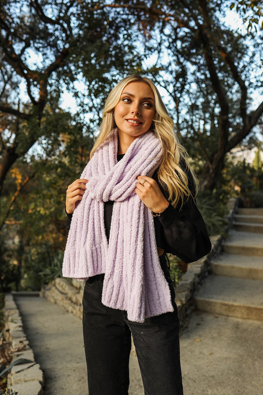 Boucle Vertical Knit Scarf-Soul Flow Apparel