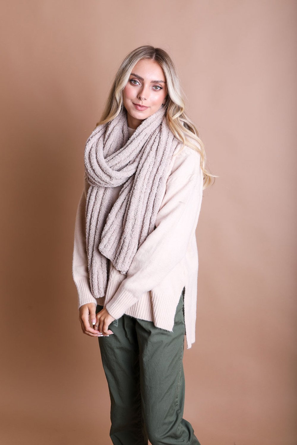 Boucle Vertical Knit Scarf-Soul Flow Apparel