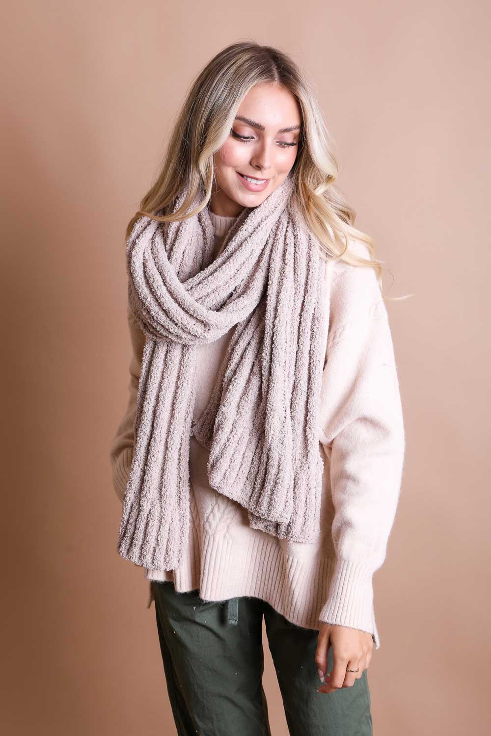 Boucle Vertical Knit Scarf-Soul Flow Apparel