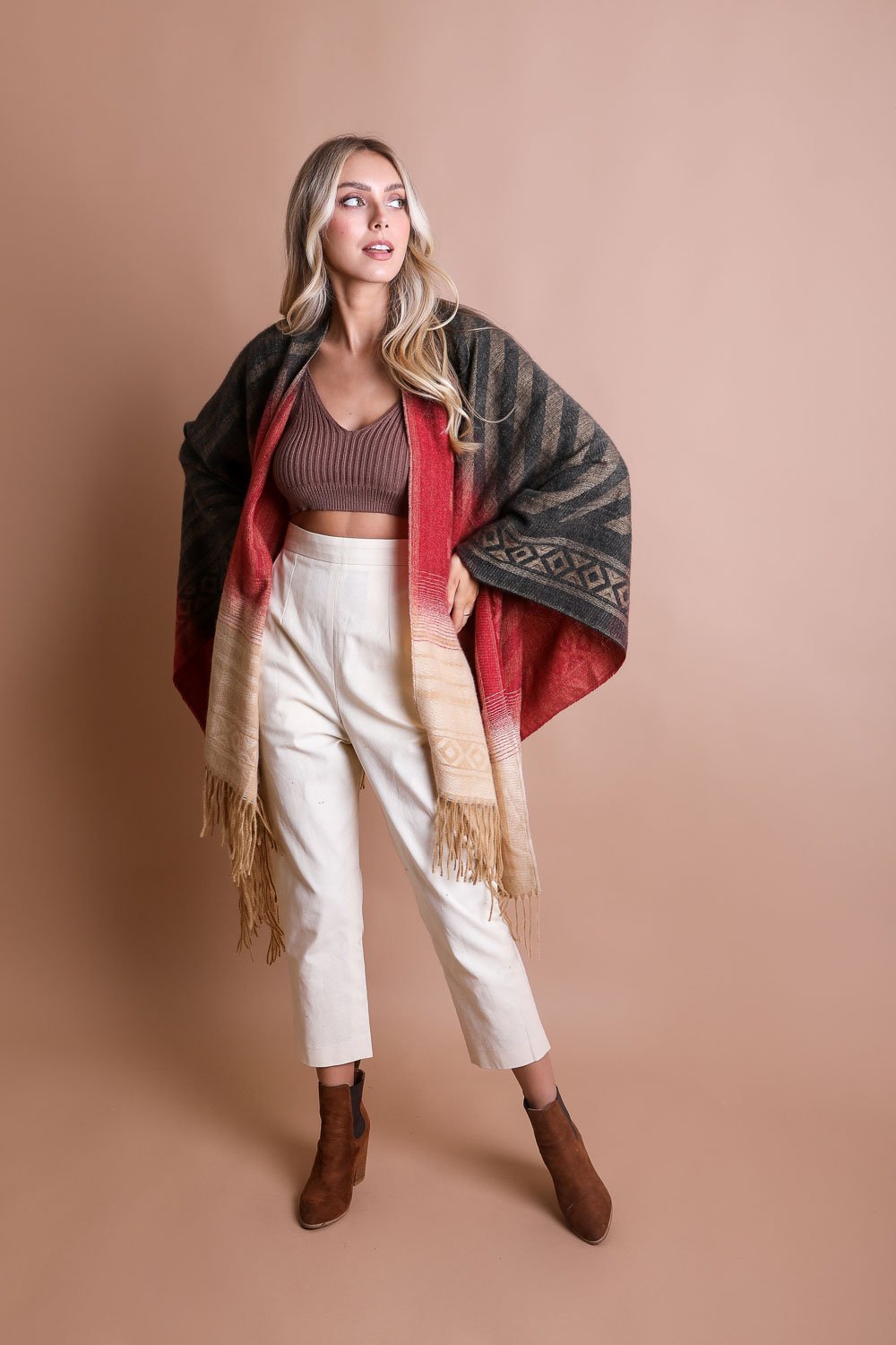 Western Style Colorblend Tassel Serape-Soul Flow Apparel