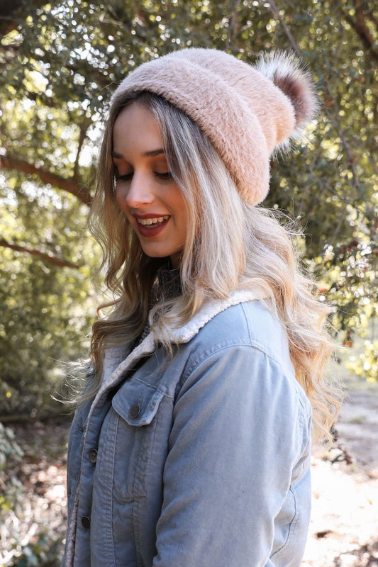 Soft Mohair Pom Beanie-Soul Flow Apparel