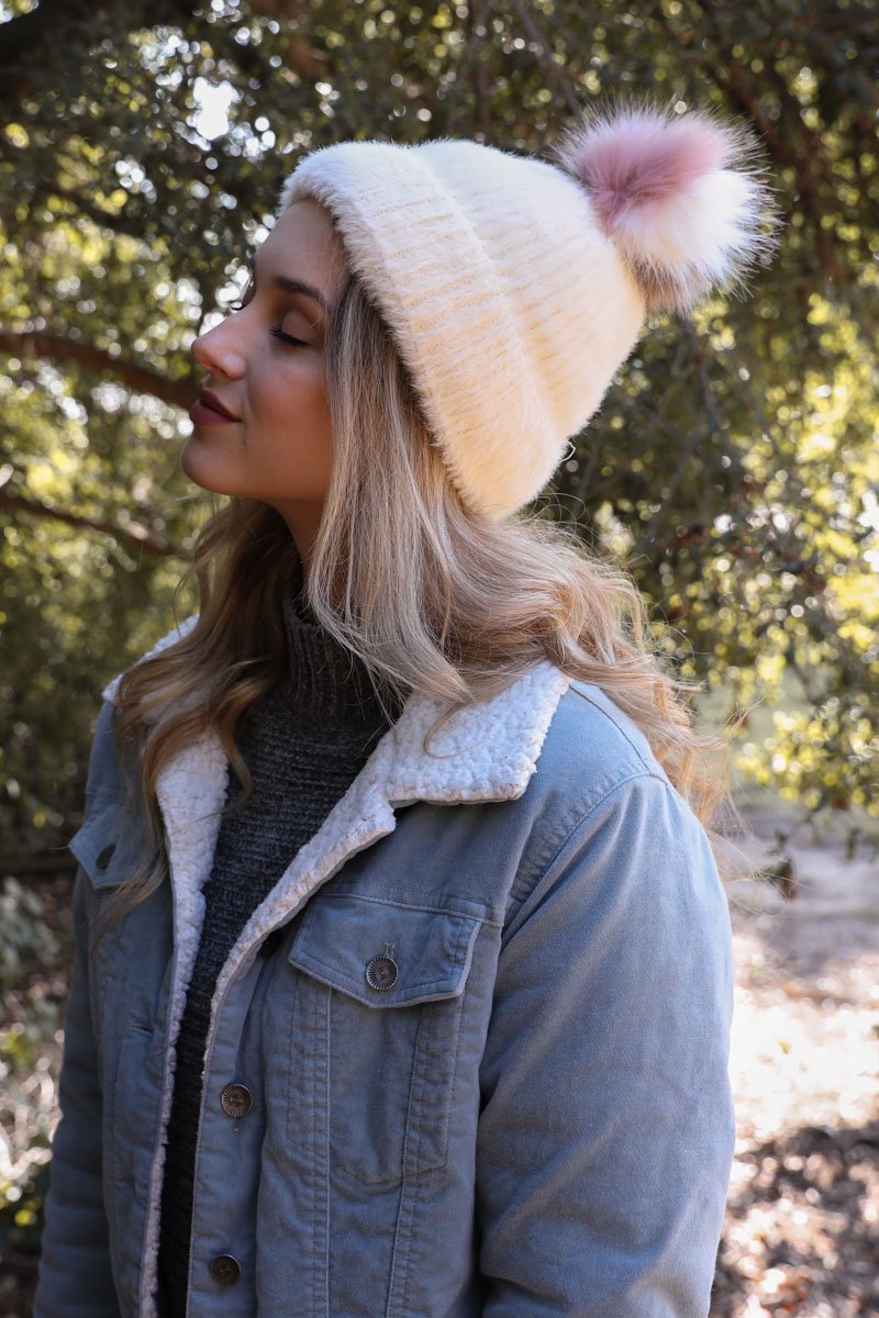 Soft Mohair Pom Beanie-Soul Flow Apparel