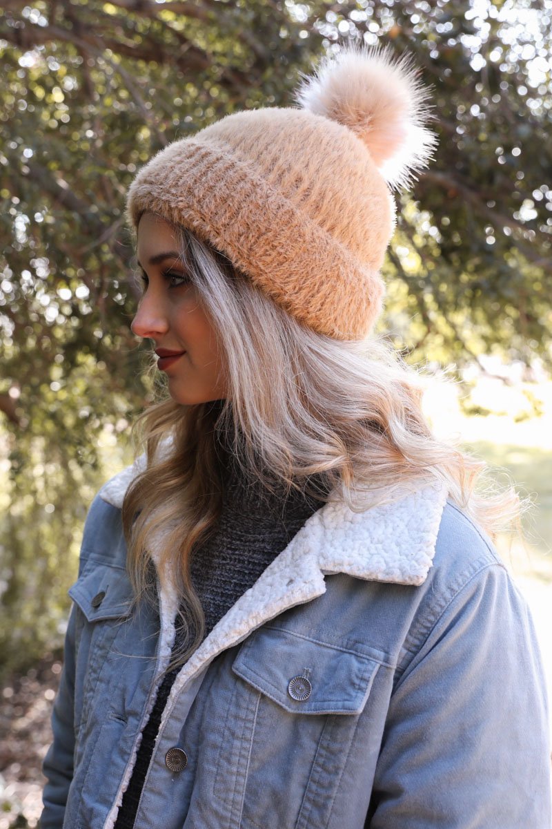 Soft Mohair Pom Beanie-Soul Flow Apparel