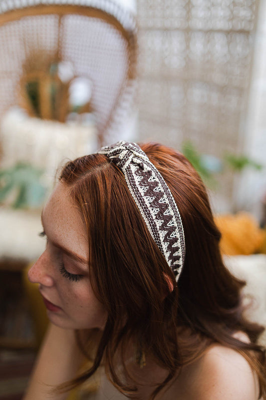 Embroidered Stitch Boho Knot Headband-Soul Flow Apparel