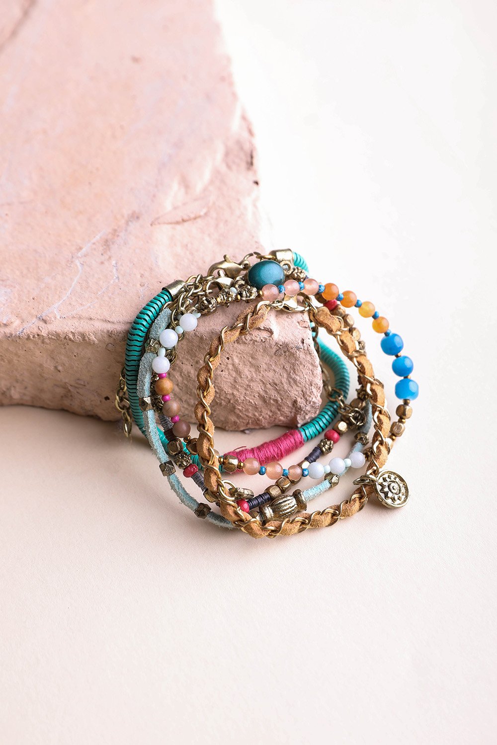 Beaded Gold Stacked Bracelet-Soul Flow Apparel
