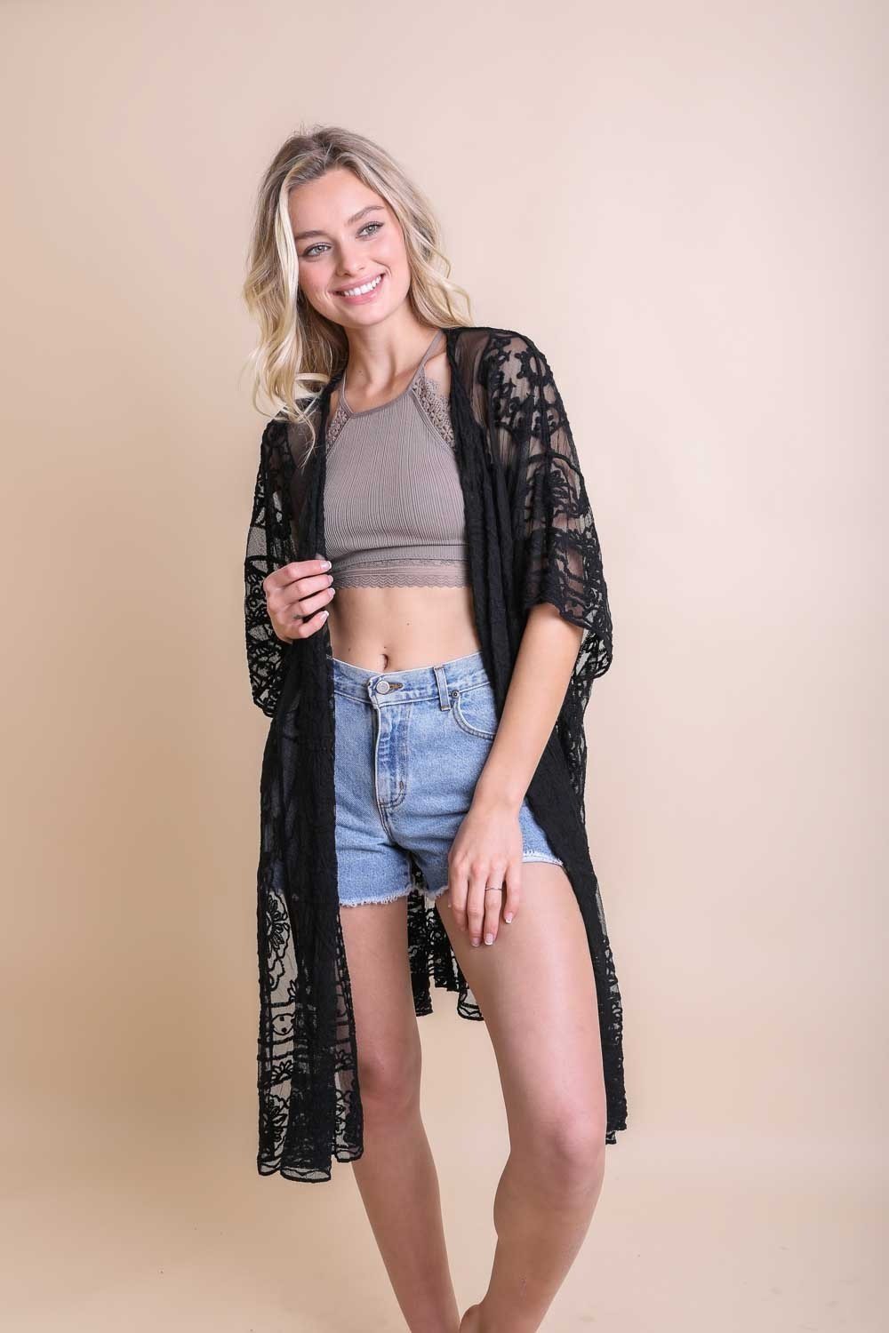 Floral Mandala Mesh Kimono-Soul Flow Apparel