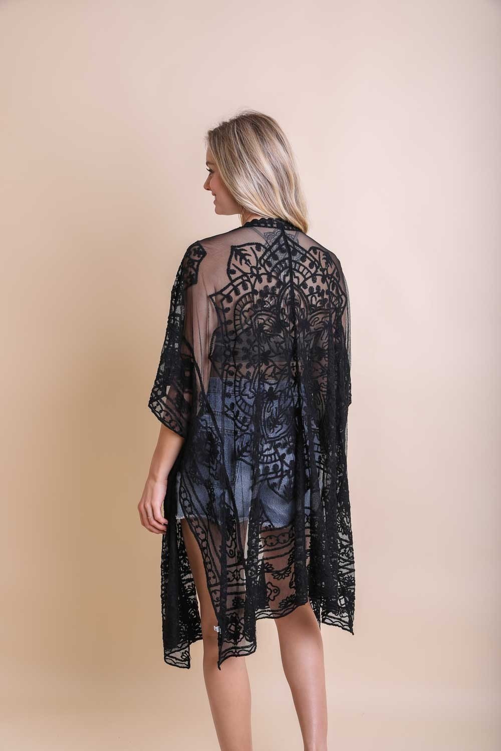 Floral Mandala Mesh Kimono-Soul Flow Apparel