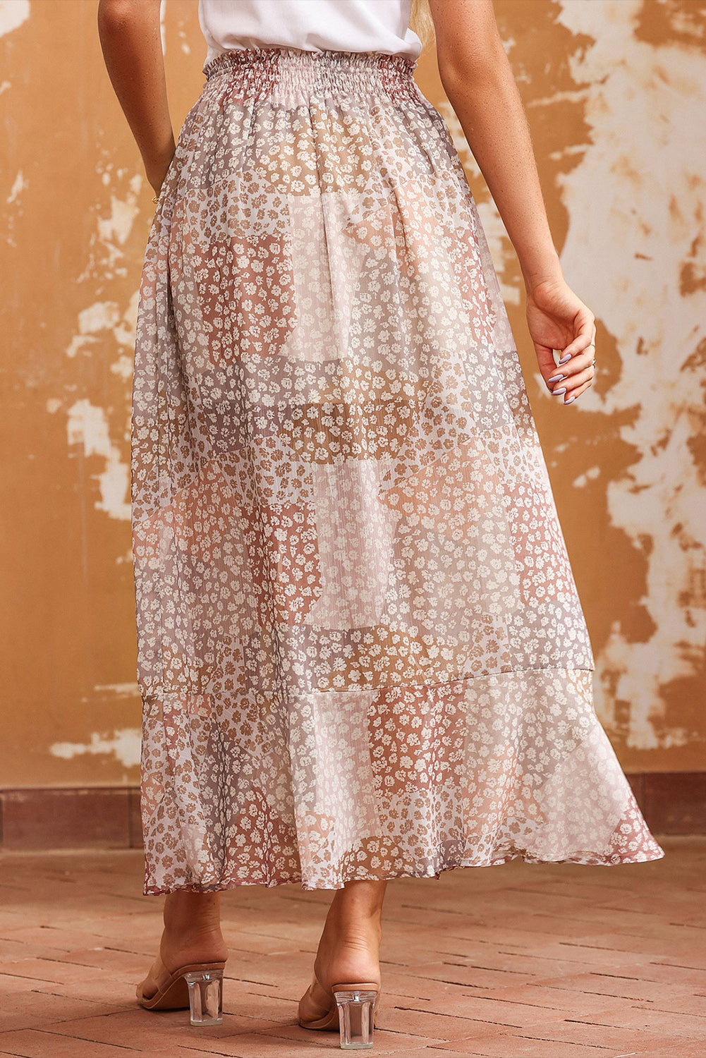 Floral Buttoned Front Slit Skirt-Soul Flow Apparel