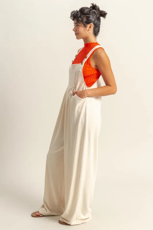 HYFVE Pleated Detail Front Pocket Wide Strap Overalls-Soul Flow Apparel