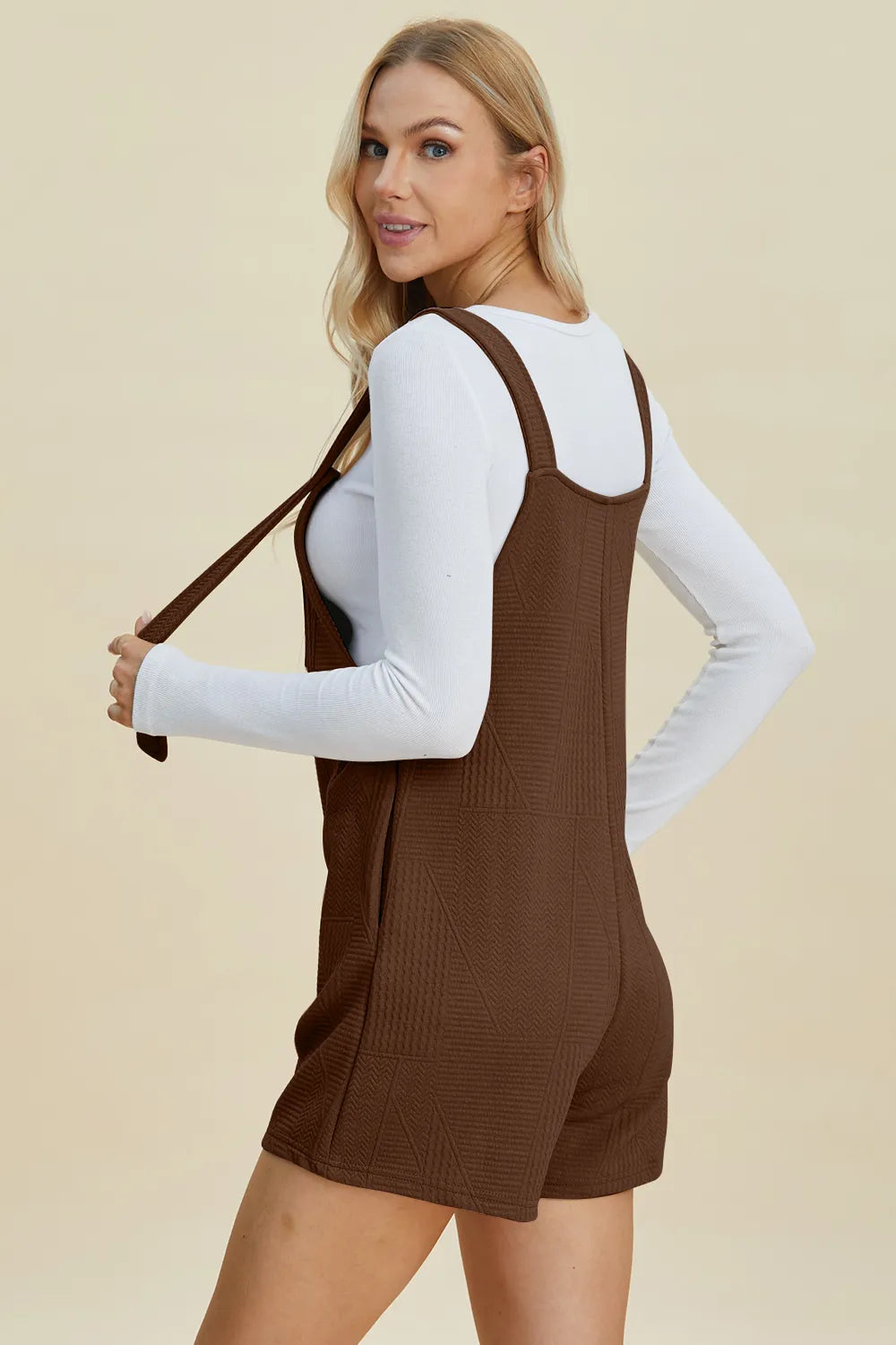 Double Take Full Size Texture Sleeveless Romper-Soul Flow Apparel