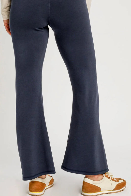Umgee high waisted flare leggings in navy blue with a comfortable fit for casual wear