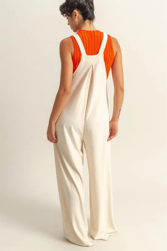HYFVE Pleated Detail Front Pocket Wide Strap Overalls-Soul Flow Apparel