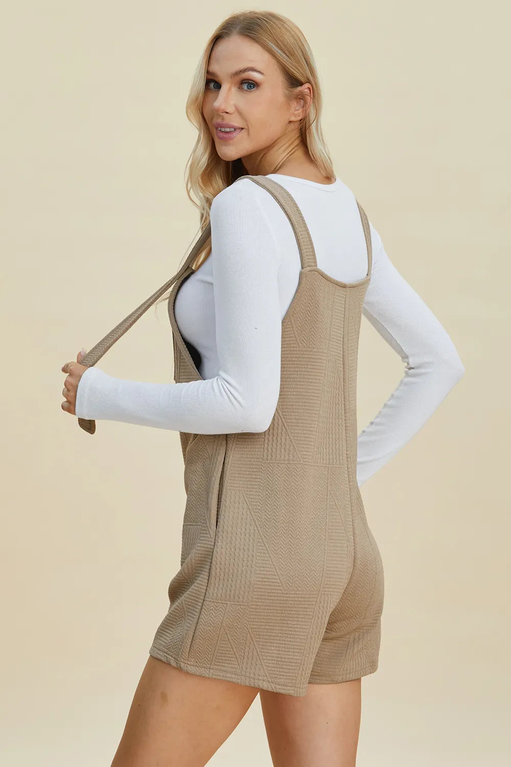 Double Take Full Size Texture Sleeveless Romper-Soul Flow Apparel