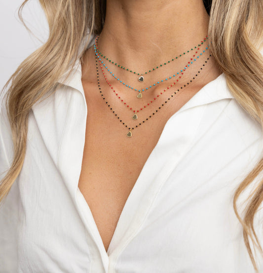 Elsa Mini Heart Necklace Black