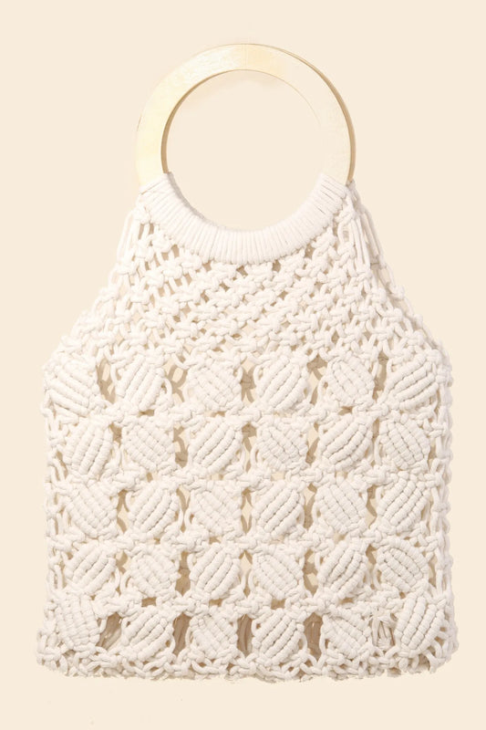 Fame Boho Braided Wooden Top Handle Bag-Soul Flow Apparel