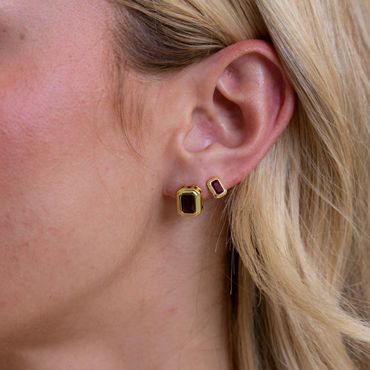 Clementine Ruby Bezel Studs