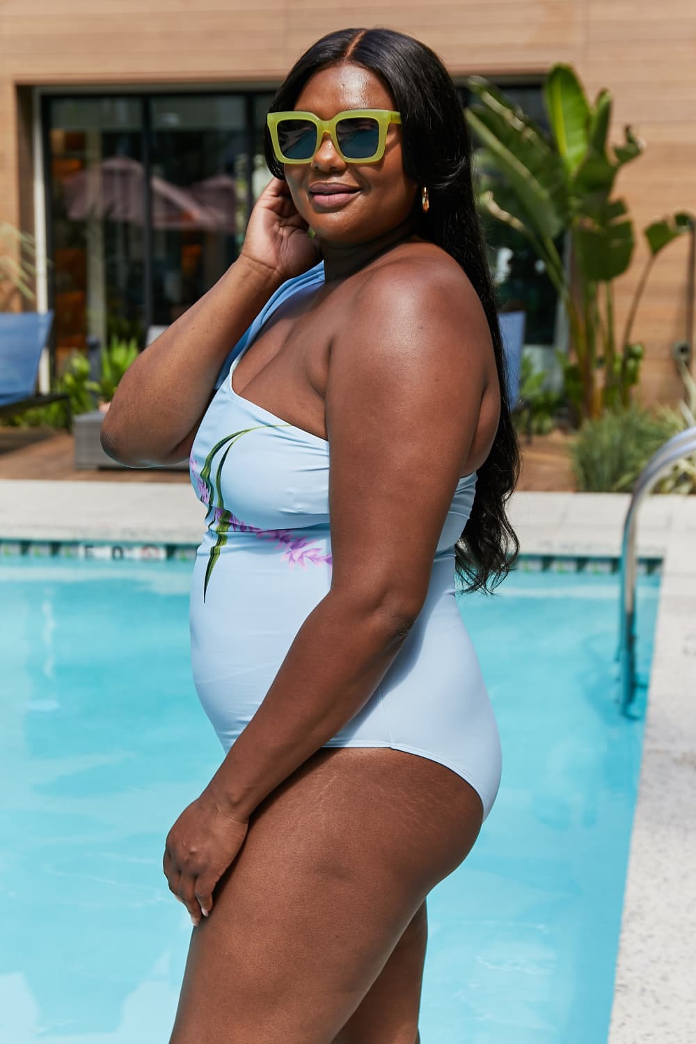 Marina West Swim Vacay Mode One Shoulder Swimsuit in Pastel Blue-Soul Flow Apparel