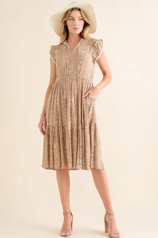 And The Why Boho Printed Tiered Maxi Dress-Soul Flow Apparel