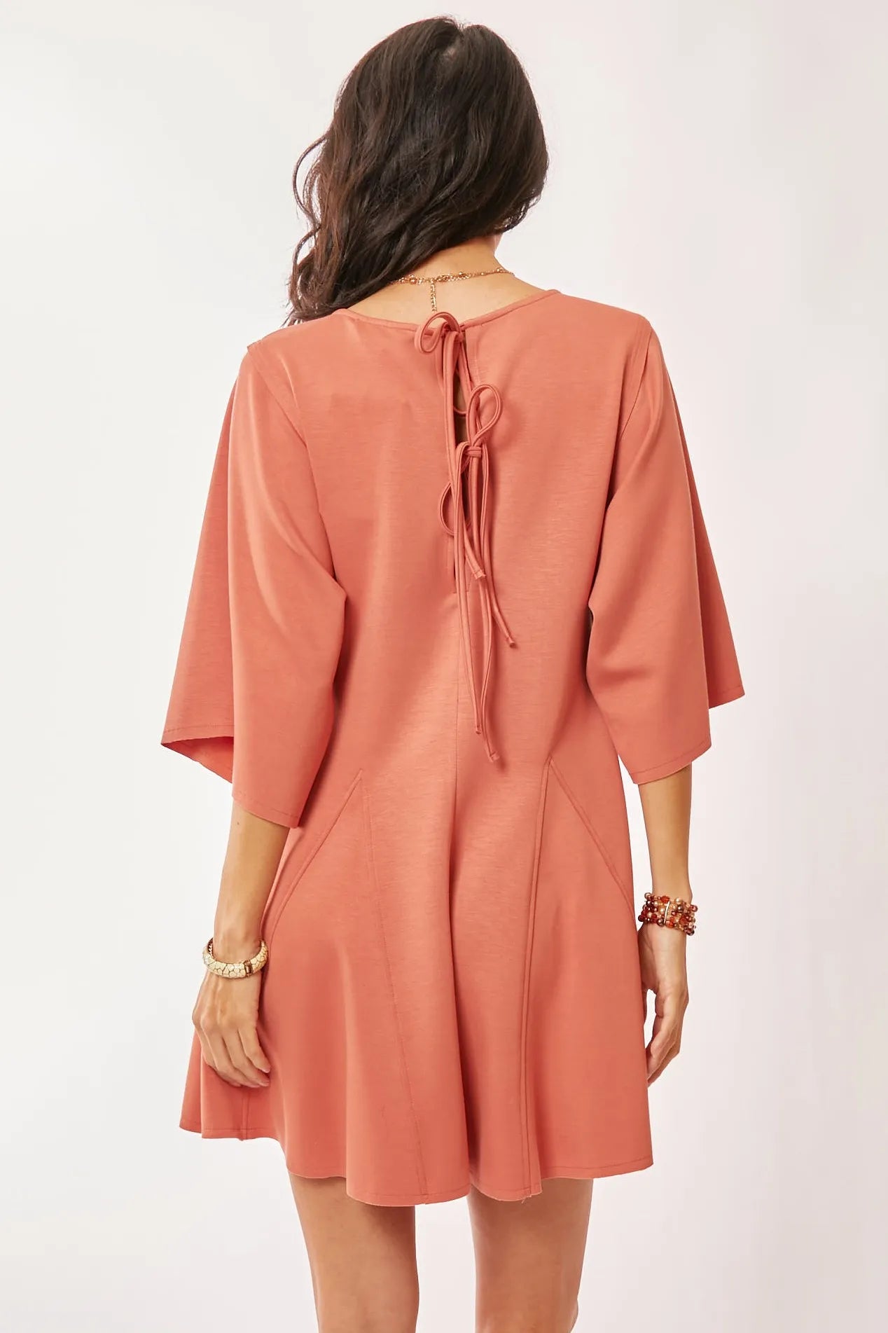Davi & Dani Solid Draped Sleeve Ties Back Skort Romper-Soul Flow Apparel