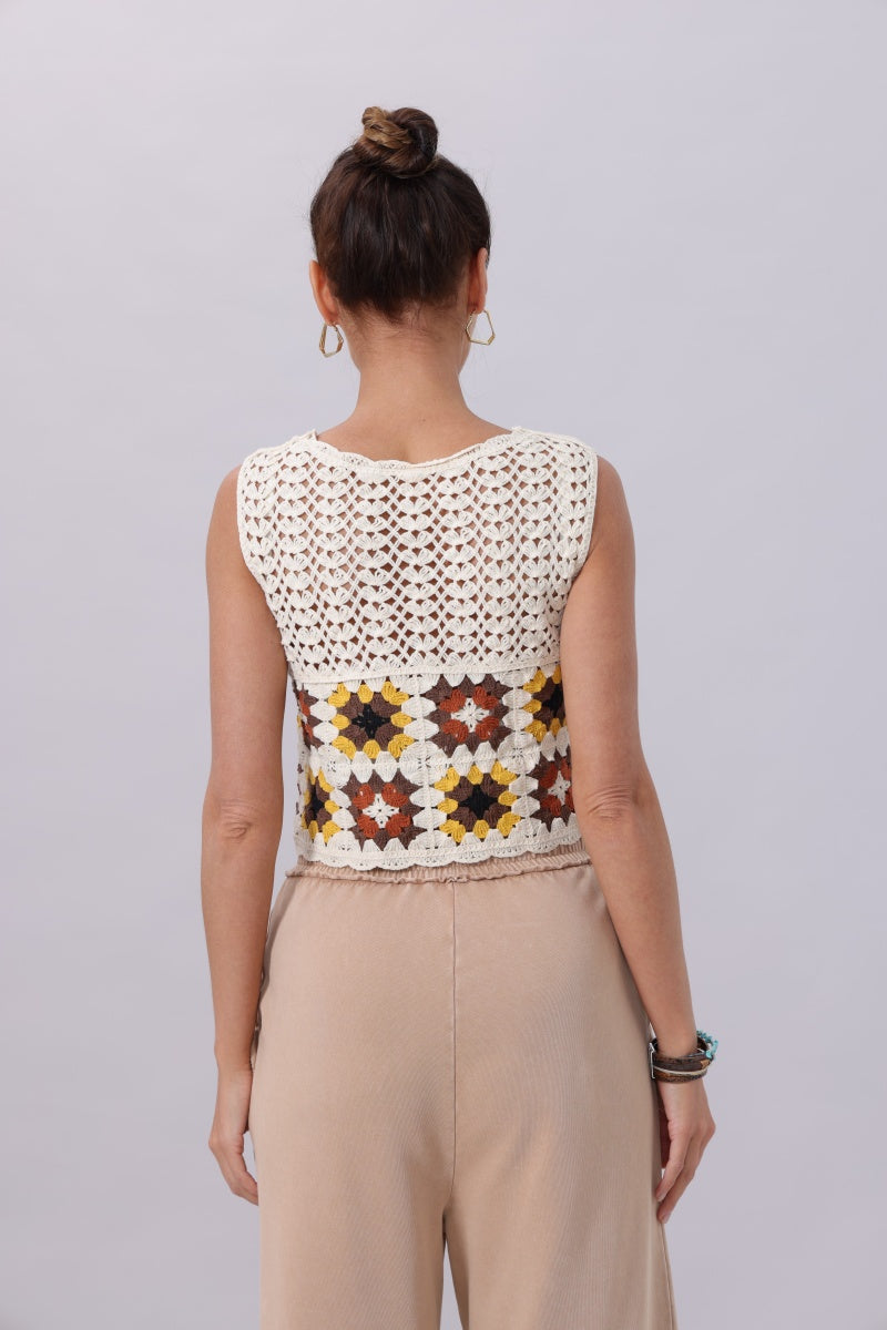 Boho Granny Square Crochet Vest-Soul Flow Apparel