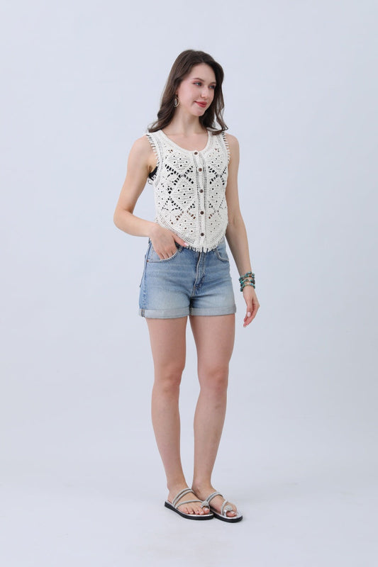 Boho Crochet Vest – Cotton Lace Summer Essential?????-Soul Flow Apparel